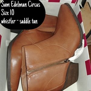 NEW Sam Edelman Circus | Whistler Leather Brown Bootie Size 10 Zip Ankle Boots